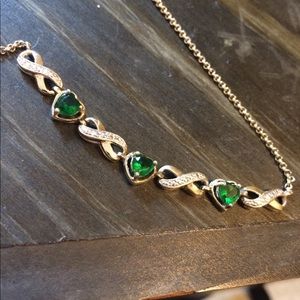 Gold Plated Necklace Green Gems